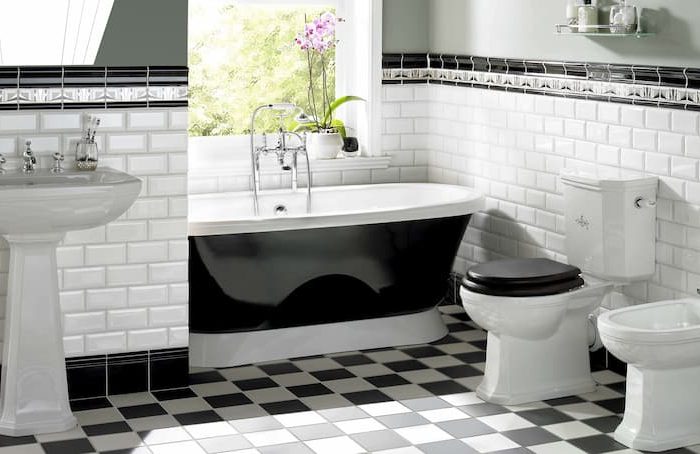 Bathroom with Black and White Colour Palette