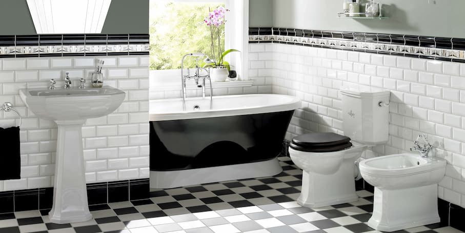 Bathroom with Black and White Colour Palette